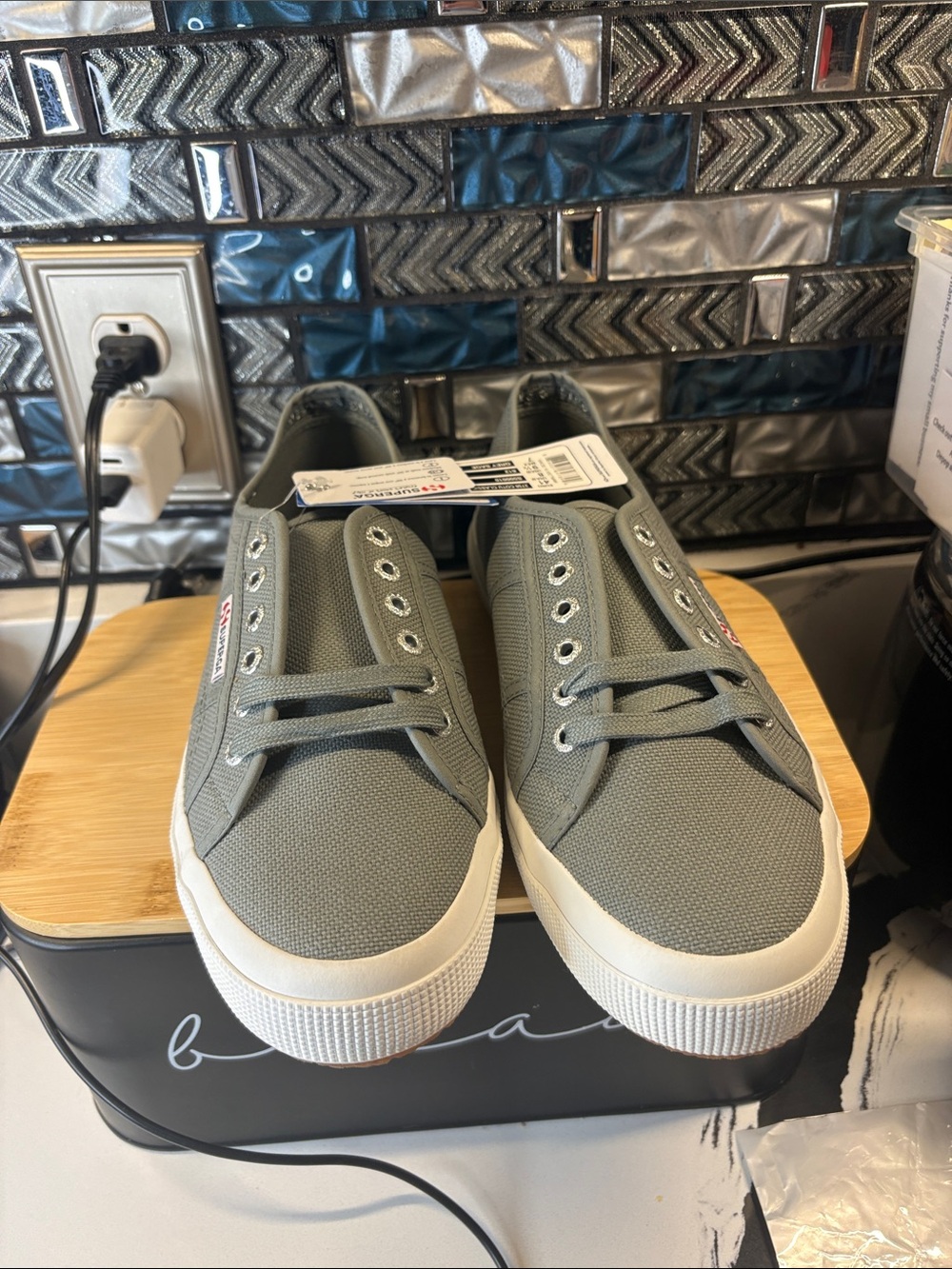 Superga Olive Green Slip-On Canvas Sneakers